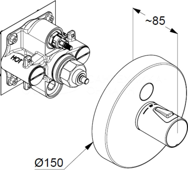 Встраиваемый смеситель для душа с термостатом Kludi Push 389020538